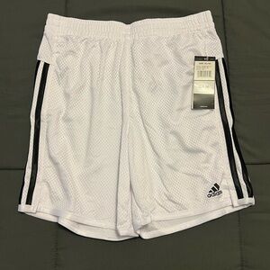 Girls Adidas White Mesh Shorts with Black Trim